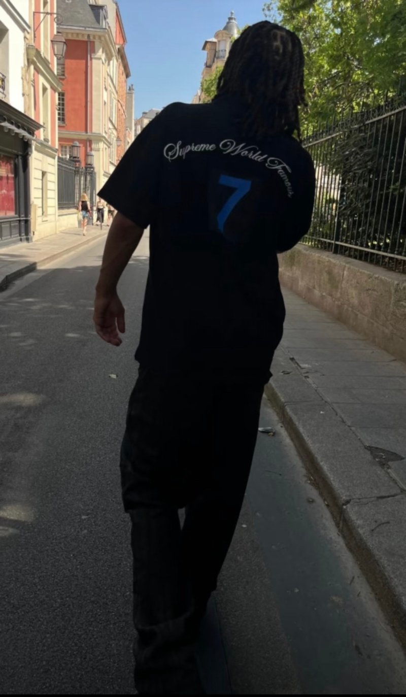Black Oversized T-Shirt with Number 7 Graphic Print view