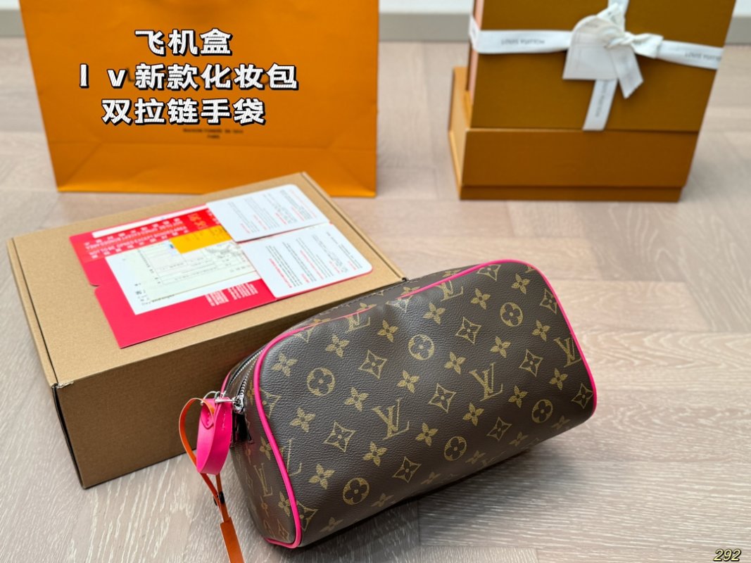 Louis Vuitton Monogram Cosmetic Pouch Red Trim view