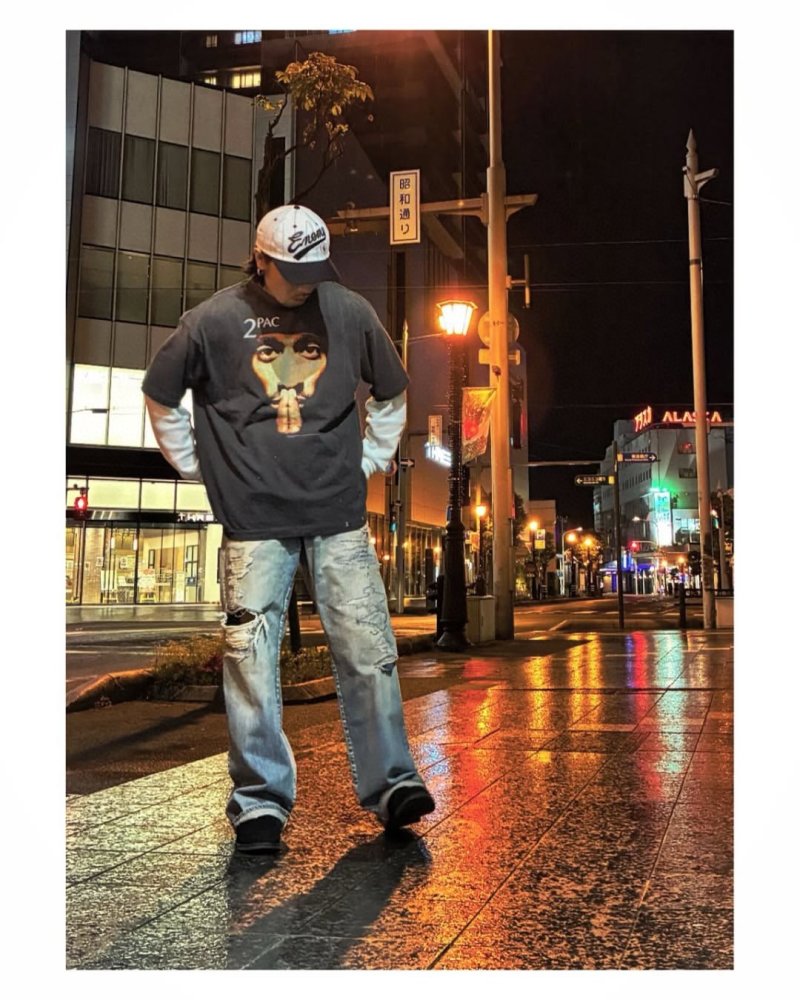 2PAC Graphic Print Oversized Black T-Shirt view