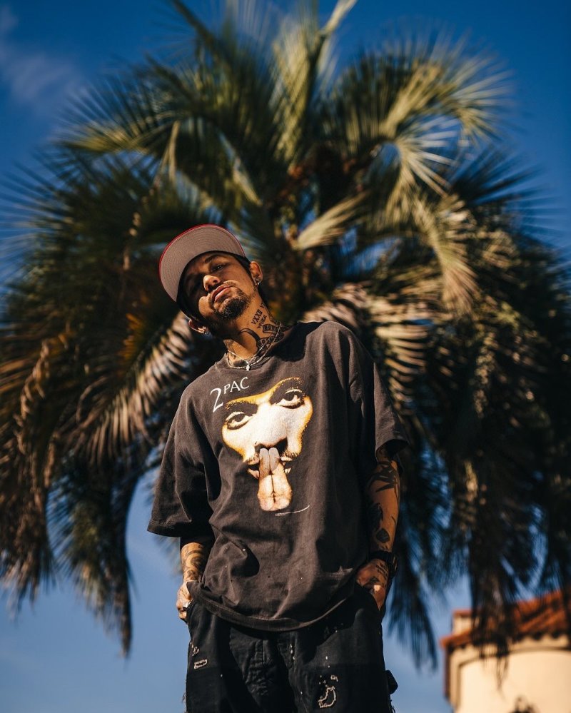 2PAC Graphic Print Oversized Black T-Shirt view