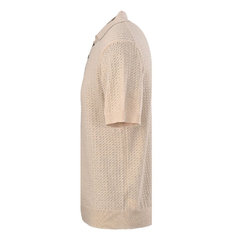 Cream Ribbed Knit Polo Shirt Dress view
