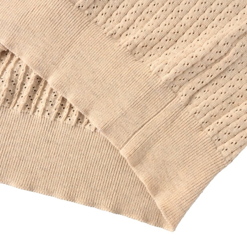 Cream Ribbed Knit Polo Shirt Dress view