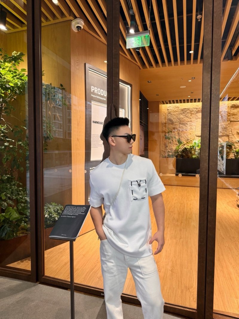 White Graphic Pocket T-Shirt with Embroidered Detail view