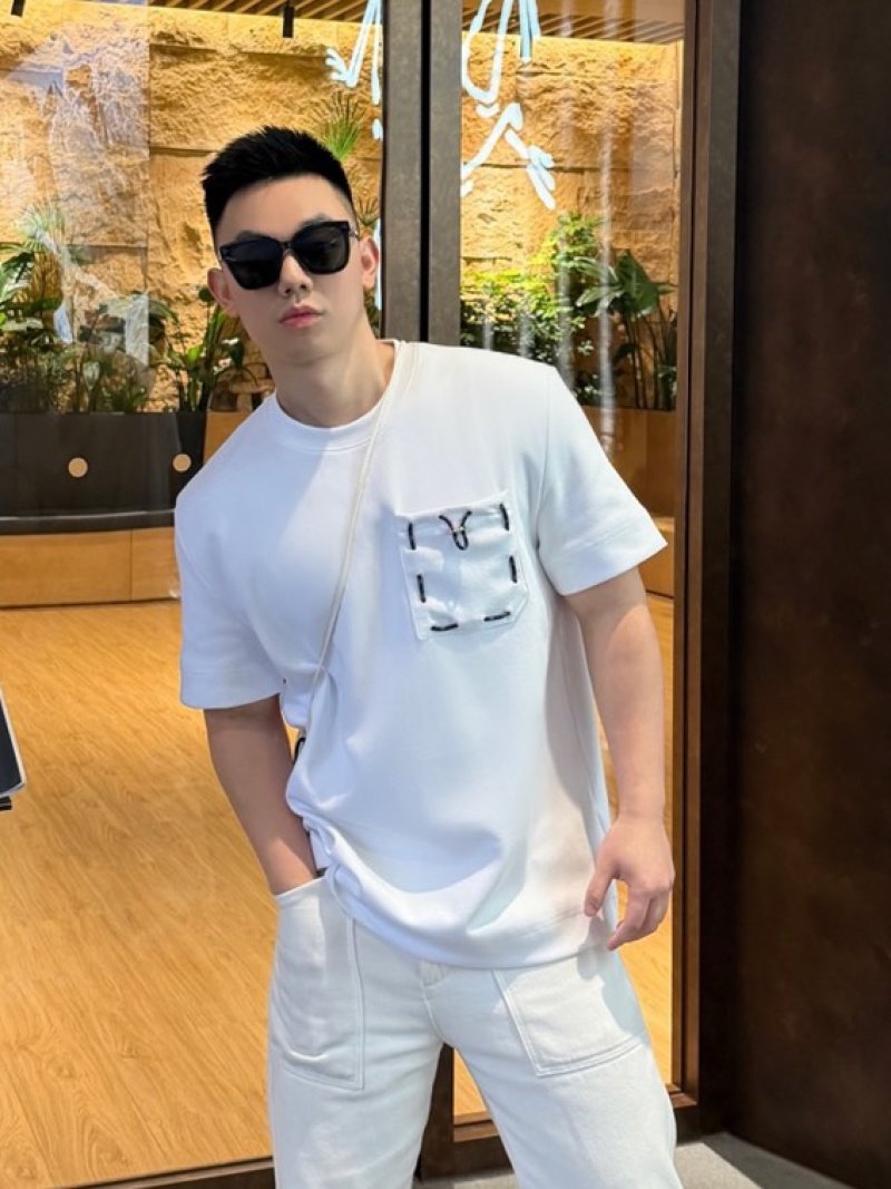 White Graphic Pocket T-Shirt with Embroidered Detail view