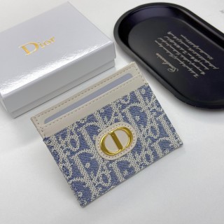 Dior D46 Cream & Blue Monogram Card Holder Wallet