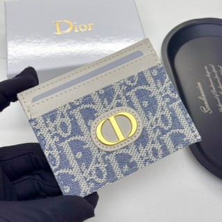 Dior D46 Cream & Blue Monogram Card Holder Wallet view 2
