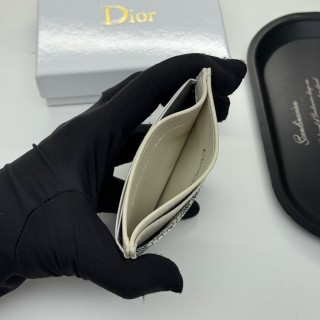 Dior D46 Cream & Blue Monogram Card Holder Wallet view 7