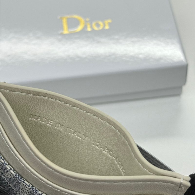 Dior D46 Cream & Blue Monogram Card Holder Wallet view