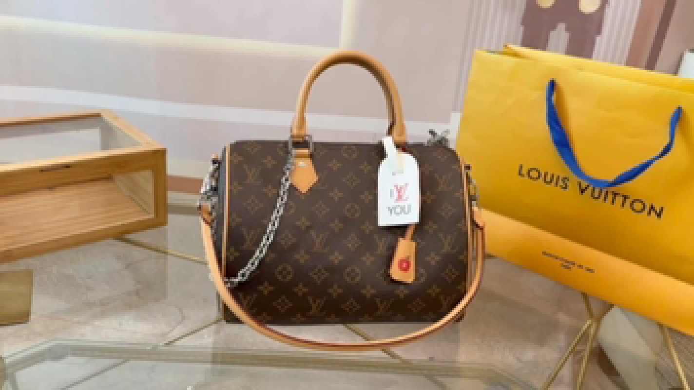 Louis Vuitton Monogram Canvas Speedy Handbag Brown Tan