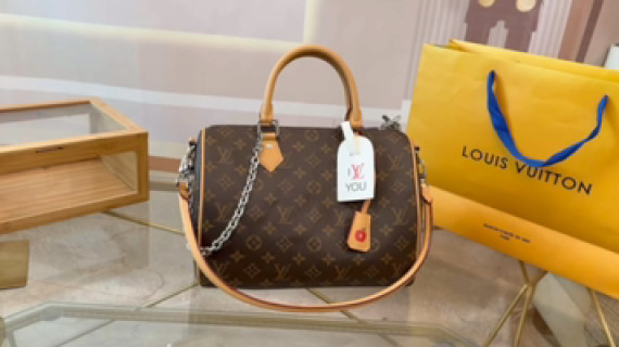 Louis Vuitton Monogram Canvas Speedy Handbag Brown Tan