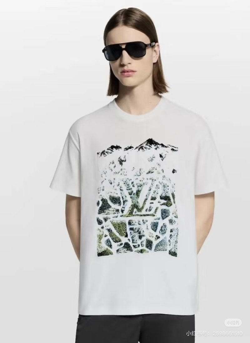 White Graphic Mountain & Nature Print T-Shirt view