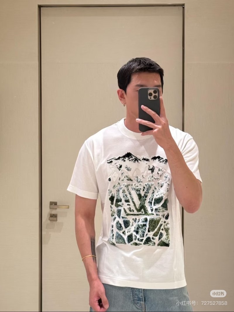 White Graphic Mountain & Nature Print T-Shirt view