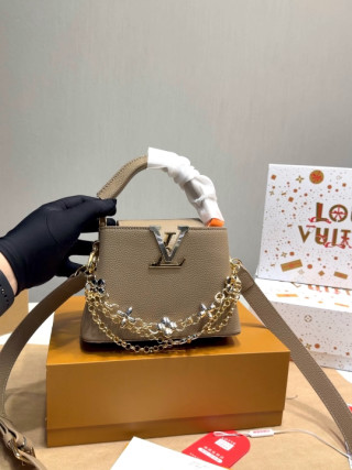 Louis Vuitton Capucines BB Beige Leather Shoulder Bag