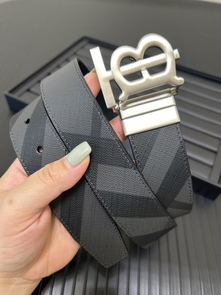 Burberry London Check Belt with Silver Buckle view 2