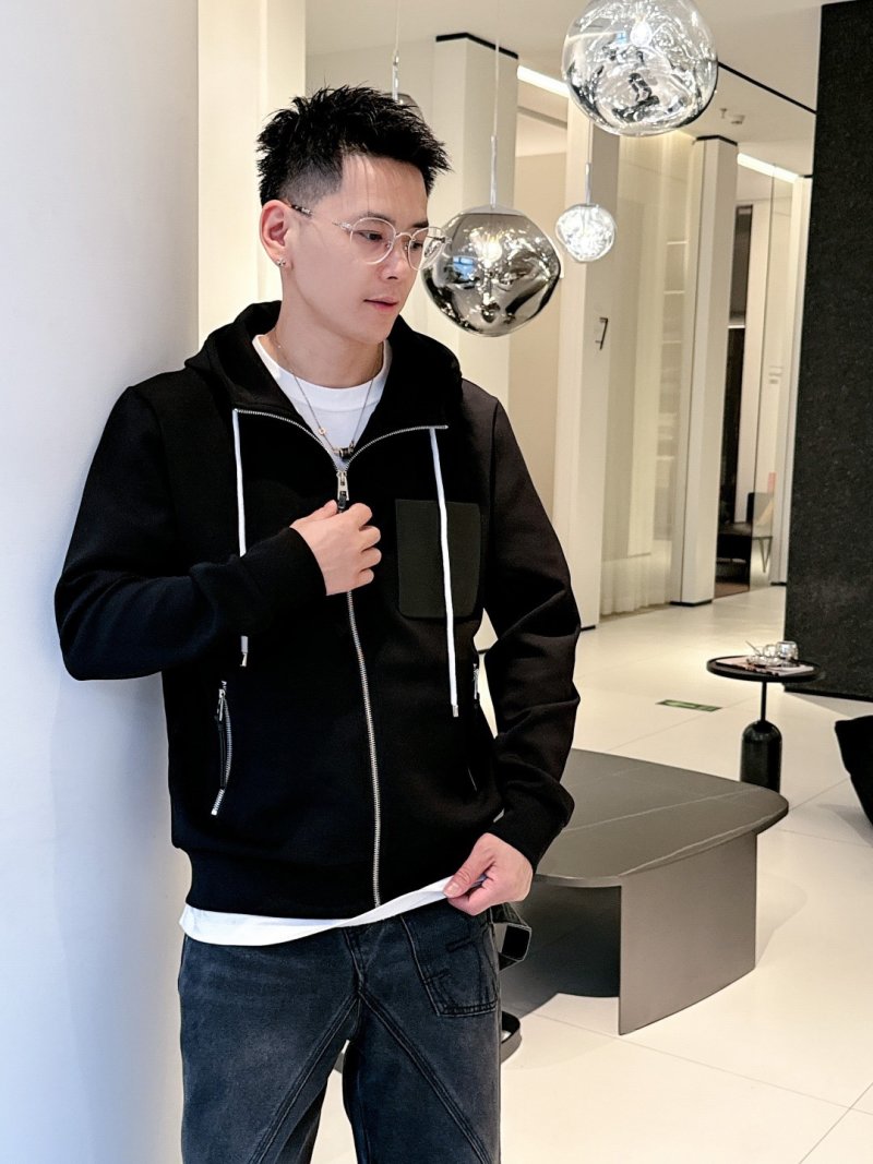 Black Zip Hoodie Jacket with Contrast Drawstrings
