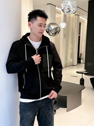 Black Zip Hoodie Jacket with Contrast Drawstrings
