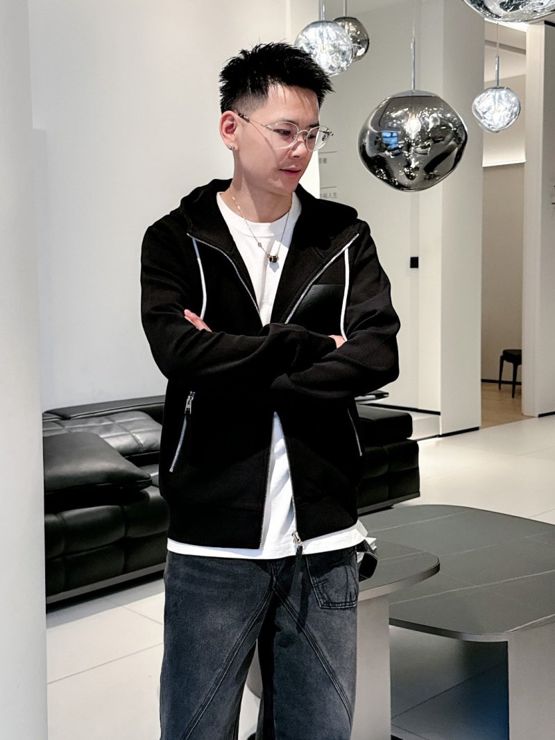 Black Zip Hoodie Jacket with Contrast Drawstrings view