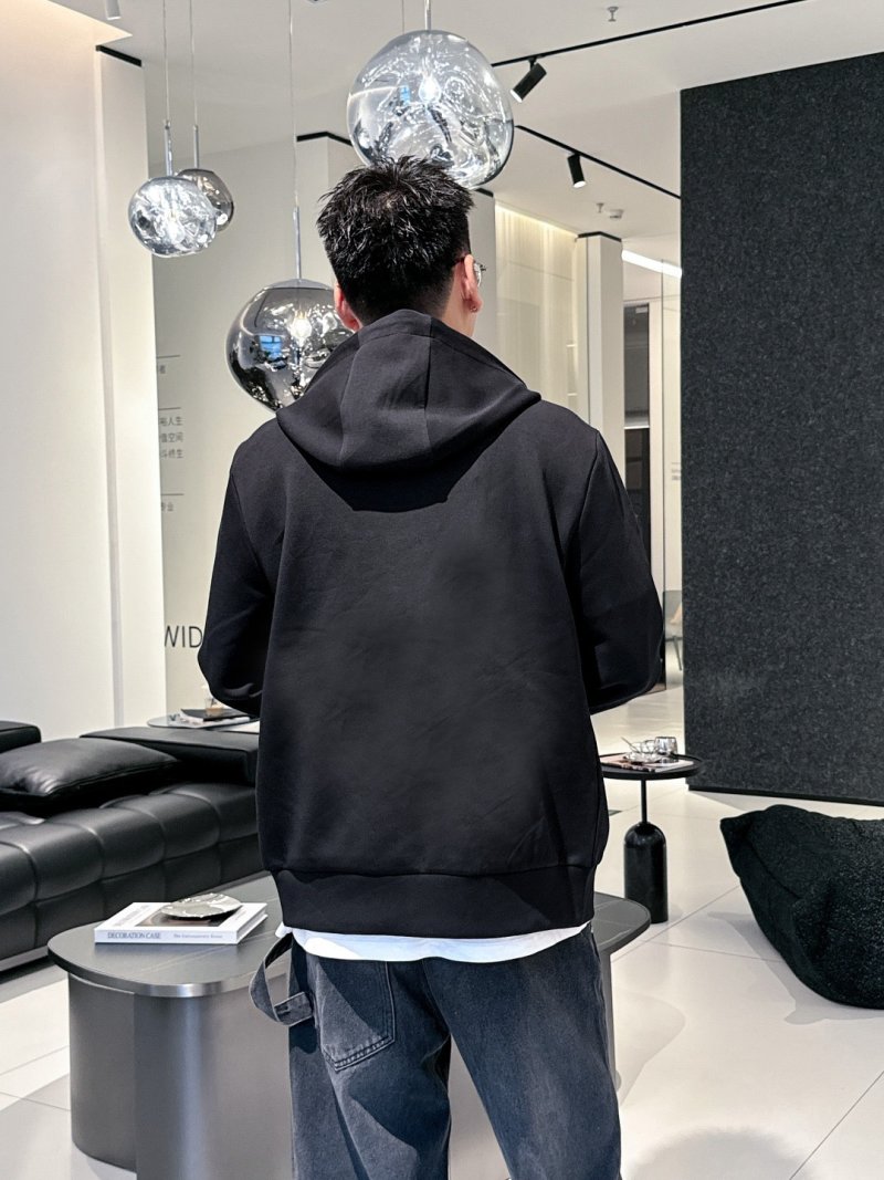 Black Zip Hoodie Jacket with Contrast Drawstrings view