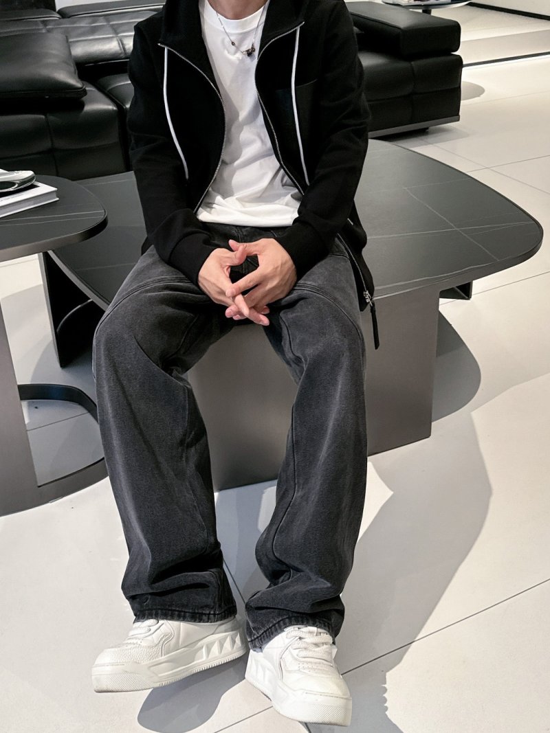 Black Zip Hoodie Jacket with Contrast Drawstrings view