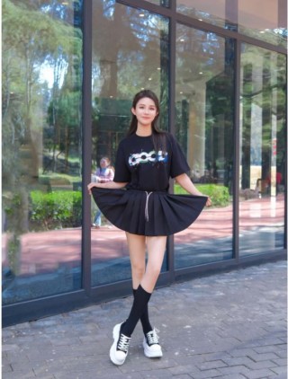 Black Graphic Print Short Sleeve T-Shirt with Colorful Logo view 6