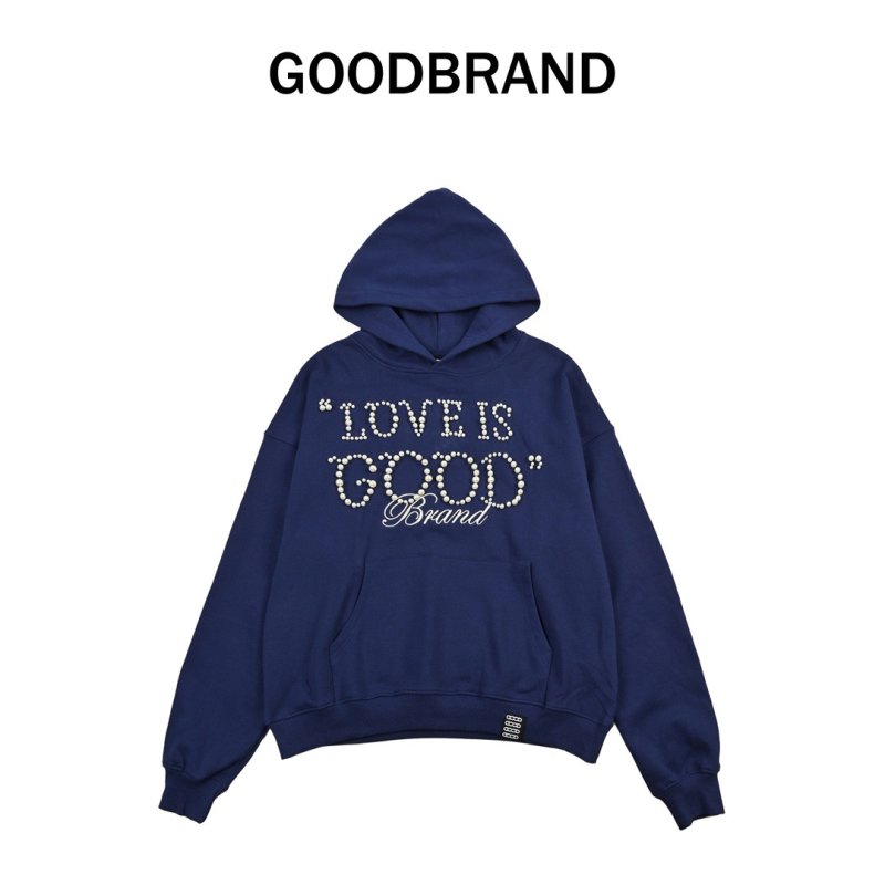 Navy Love is Good Brand Rhinestone Hoodie view