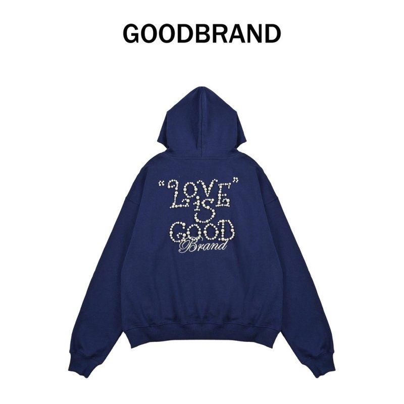 Navy Love is Good Brand Rhinestone Hoodie view