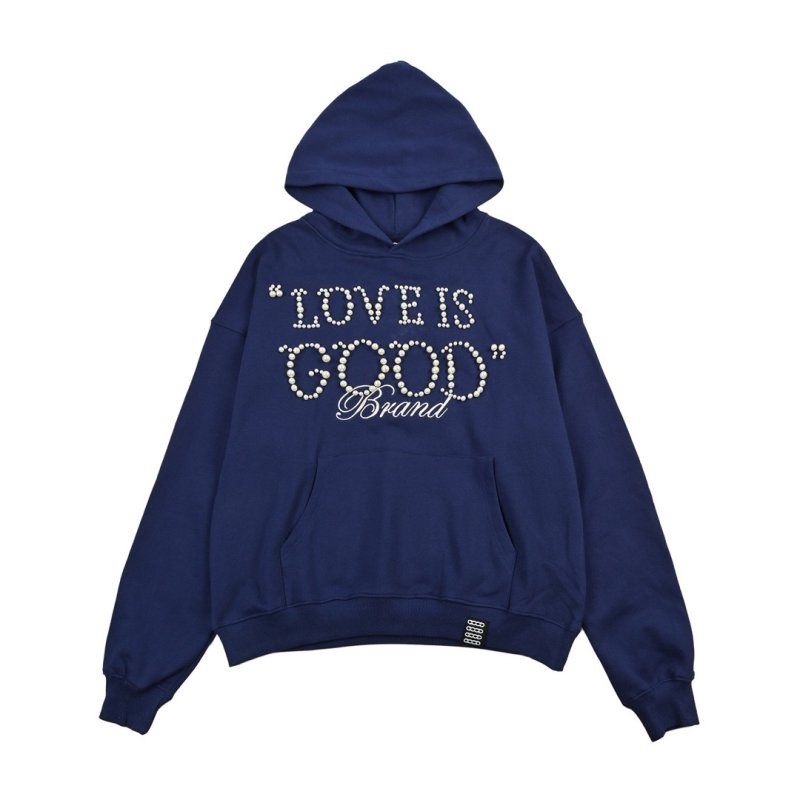 Navy Love is Good Brand Rhinestone Hoodie view