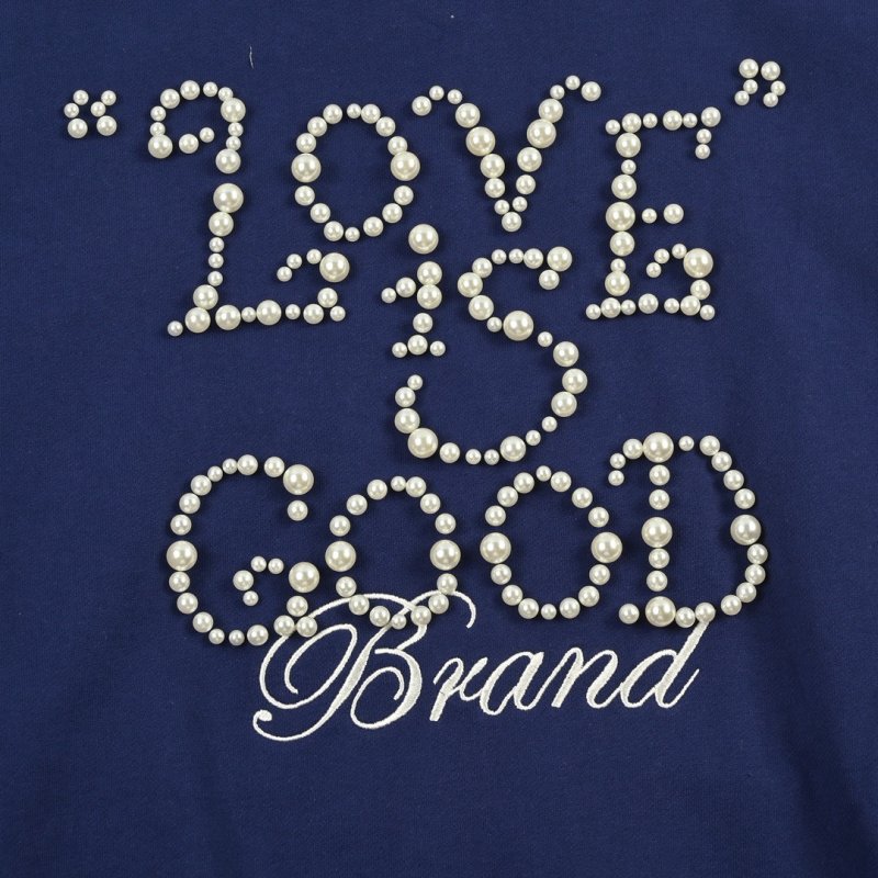 Navy Love is Good Brand Rhinestone Hoodie view