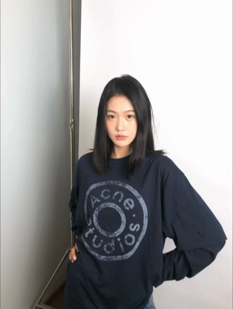 Acne Studios Black Circle Logo Long Sleeve Tee