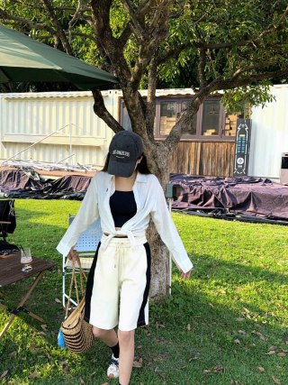 Cream Drawstring Shorts view 5