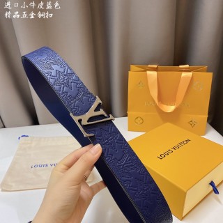 Louis Vuitton Monogram Embossed Navy Leather Belt 4.0cm view 2