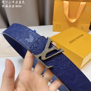 Louis Vuitton Monogram Embossed Navy Leather Belt 4.0cm view 3