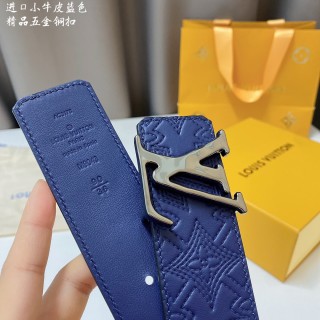 Louis Vuitton Monogram Embossed Navy Leather Belt 4.0cm view 4