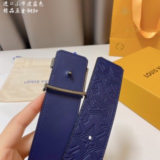 Louis Vuitton Monogram Embossed Navy Leather Belt 4.0cm view 5