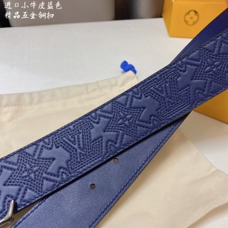 Louis Vuitton Monogram Embossed Navy Leather Belt 4.0cm view 6