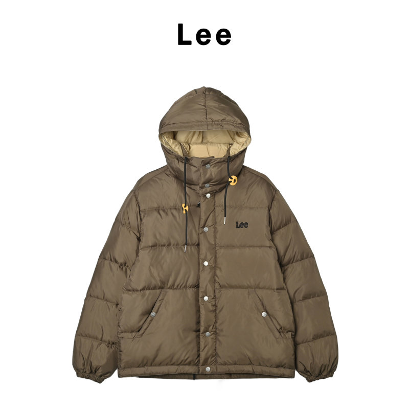 Lee Brown Puffer Down Jacket with Detachable Hood view