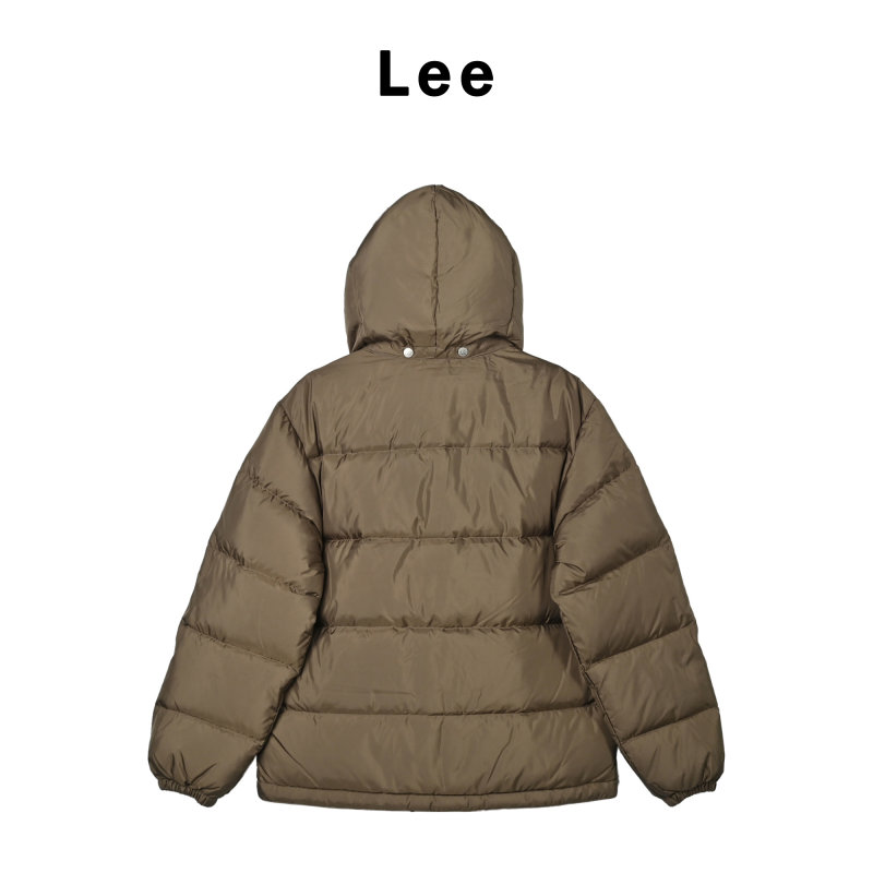 Lee Brown Puffer Down Jacket with Detachable Hood view
