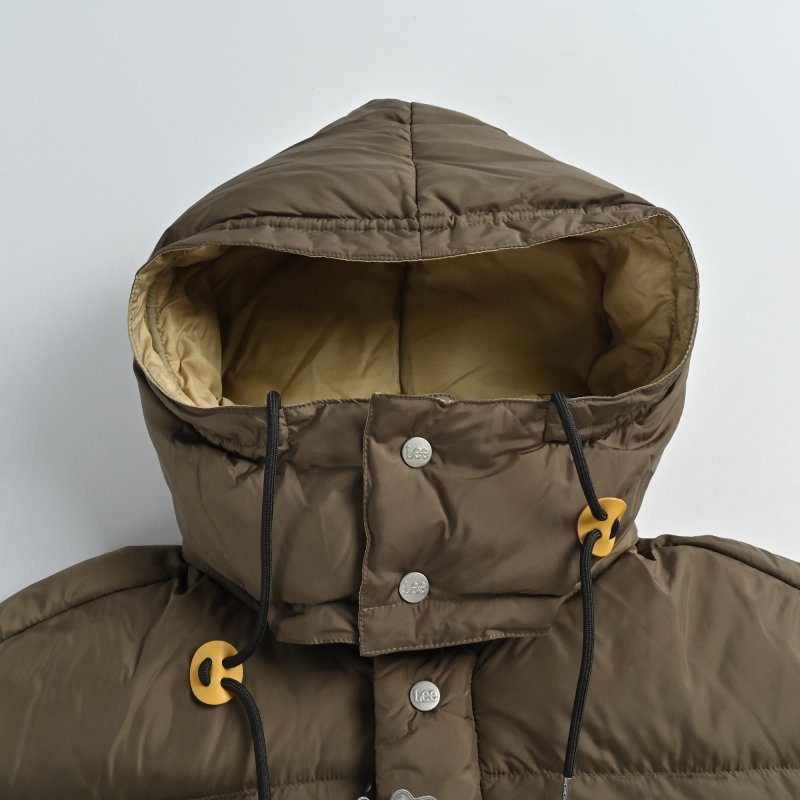 Lee Brown Puffer Down Jacket with Detachable Hood view