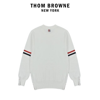 Thom Browne Classic Dual Sleeve Stripe Crewneck Sweater White view 2