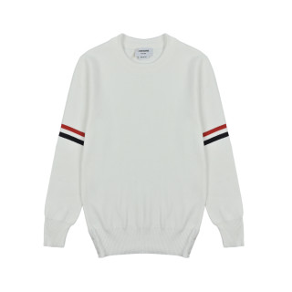 Thom Browne Classic Dual Sleeve Stripe Crewneck Sweater White view 3