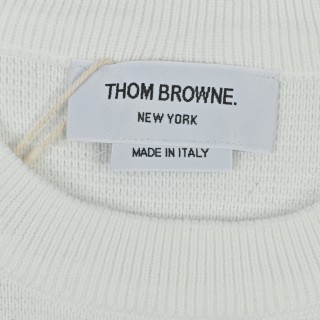 Thom Browne Classic Dual Sleeve Stripe Crewneck Sweater White view 5