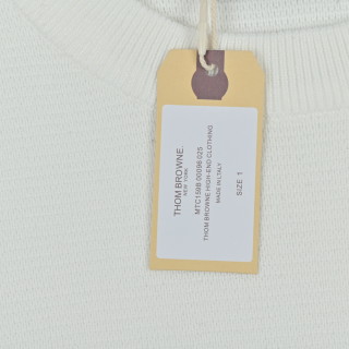Thom Browne Classic Dual Sleeve Stripe Crewneck Sweater White view 7
