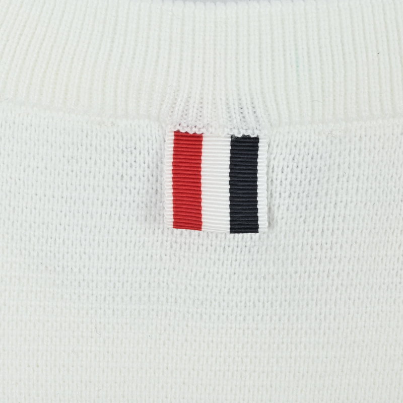 Thom Browne Classic Dual Sleeve Stripe Crewneck Sweater White view