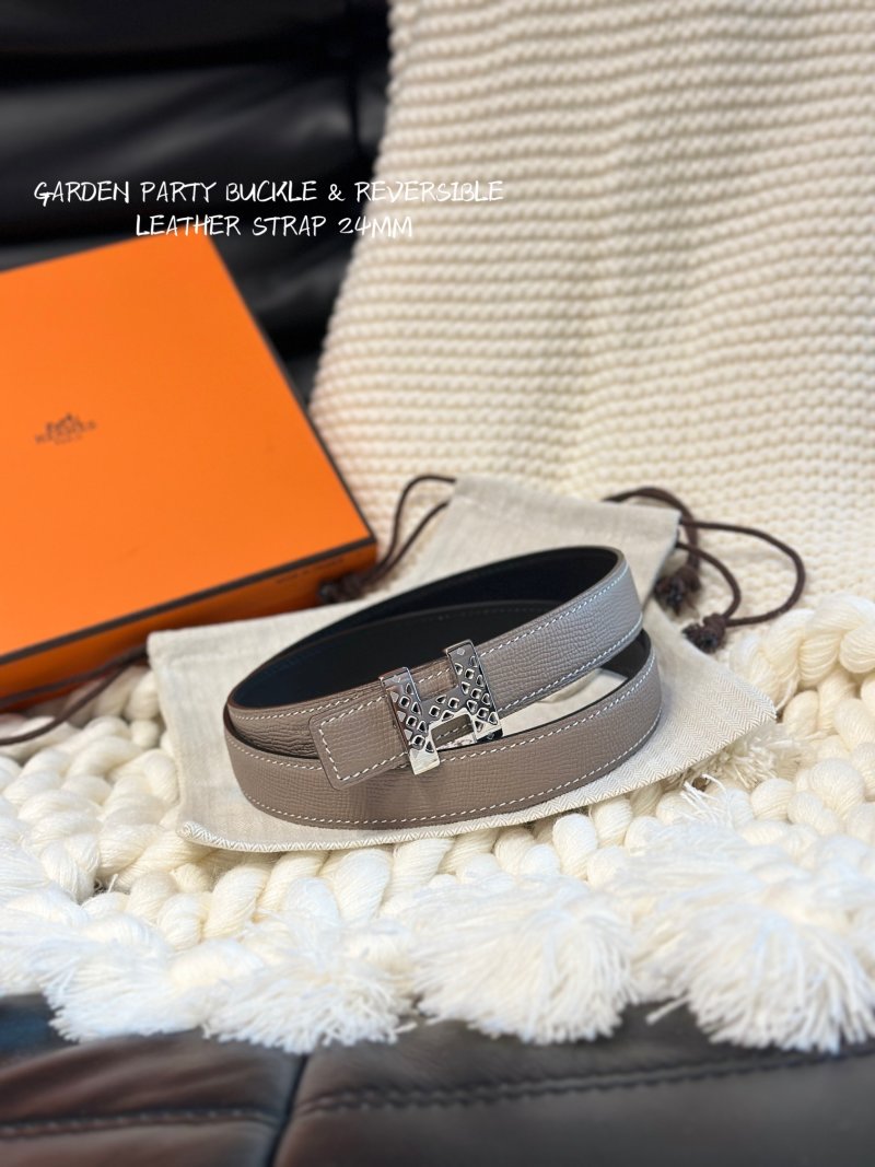 Hermès Garden Party Buckle Reversible Leather Belt Beige/Black