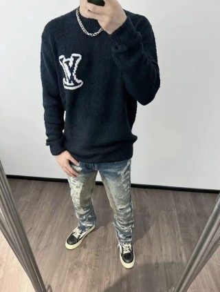 Louis Vuitton LV Logo Charcoal Crewneck Sweater view 2