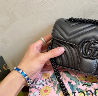 Chanel Boy Quilted Black Leather Chain Shoulder Bag view 2