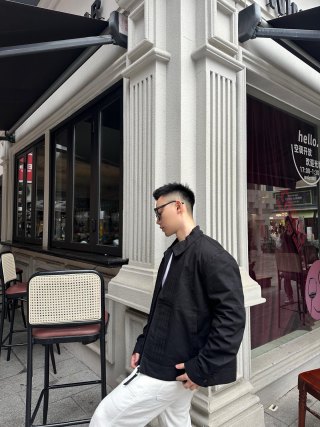 Black Quilted Overshirt Jacket view 2