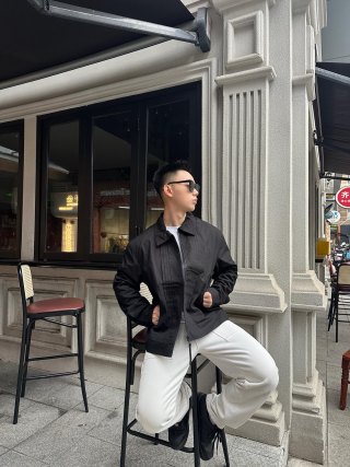 Black Quilted Overshirt Jacket view 7