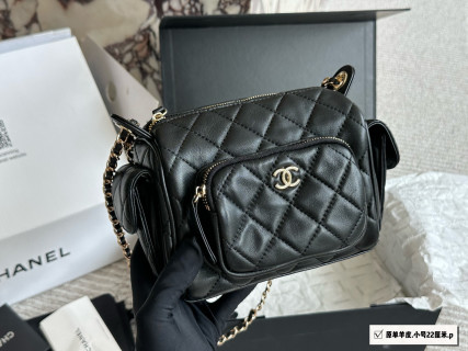 Chanel Black Quilted Camera Crossbody Bag 22cm
