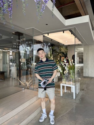 Prada Green & Black Striped Polo Shirt view 4